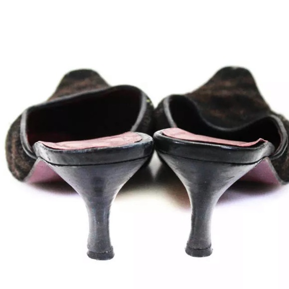 BURBERRY SQUARE TOE MULES WOOL PLAID SIZE 36.5 - Picture 2 of 6